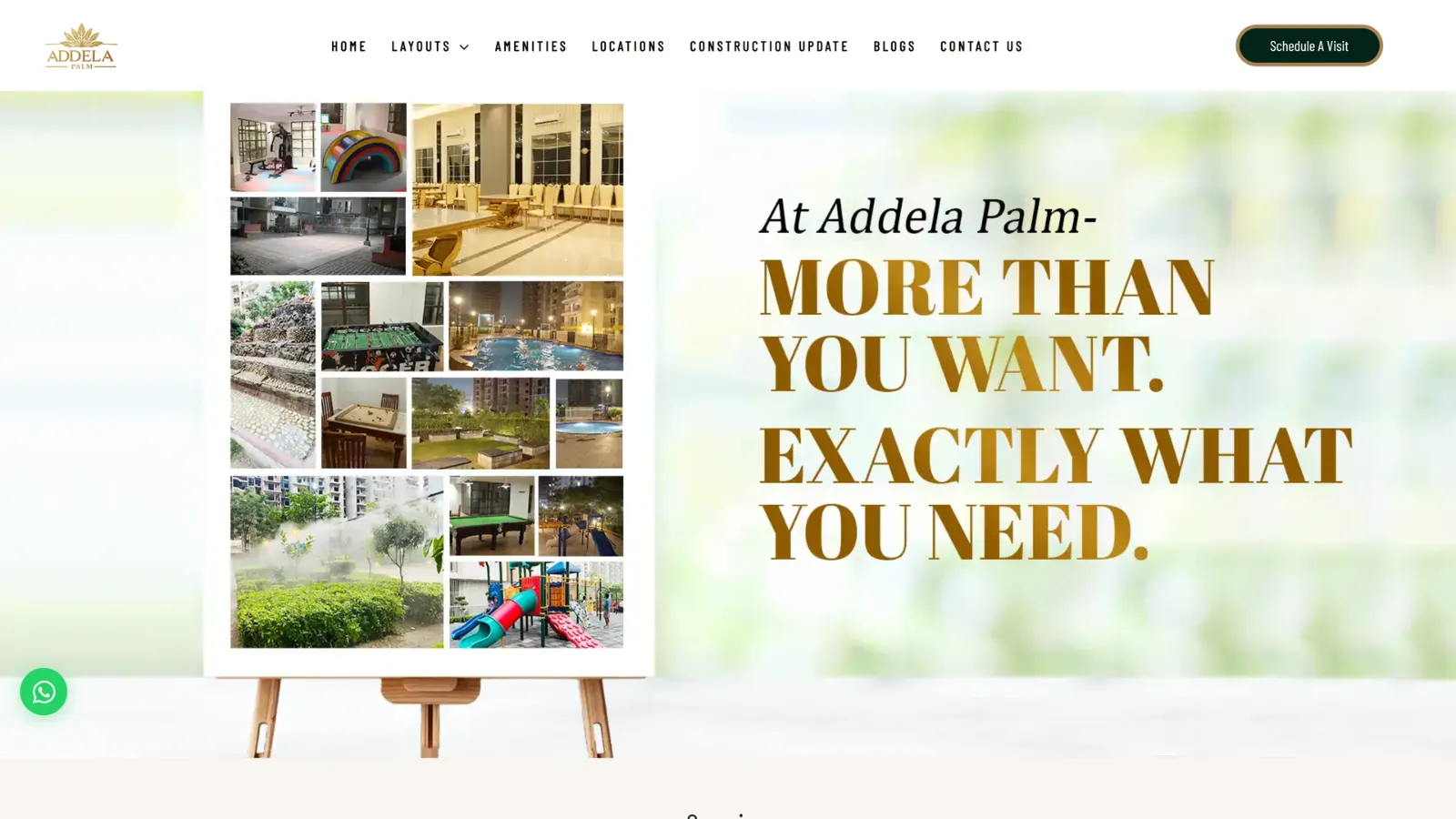 Addela Palm real-estate website for 3BHK and 4BHK flats