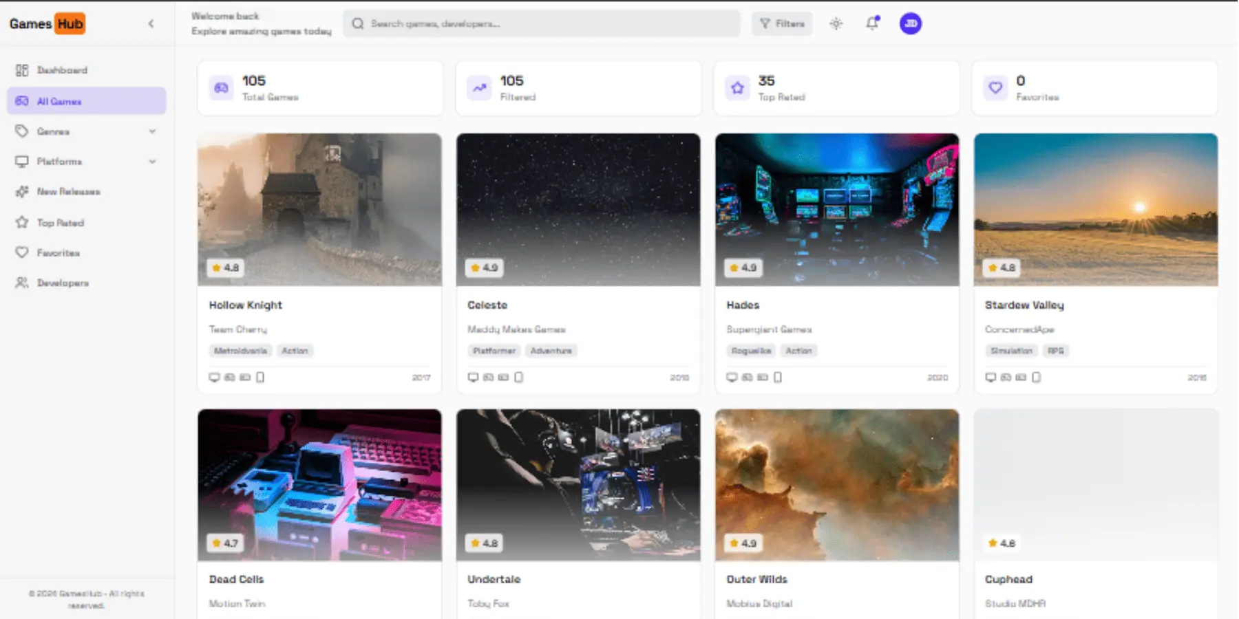 Games Hub gaming platform concept