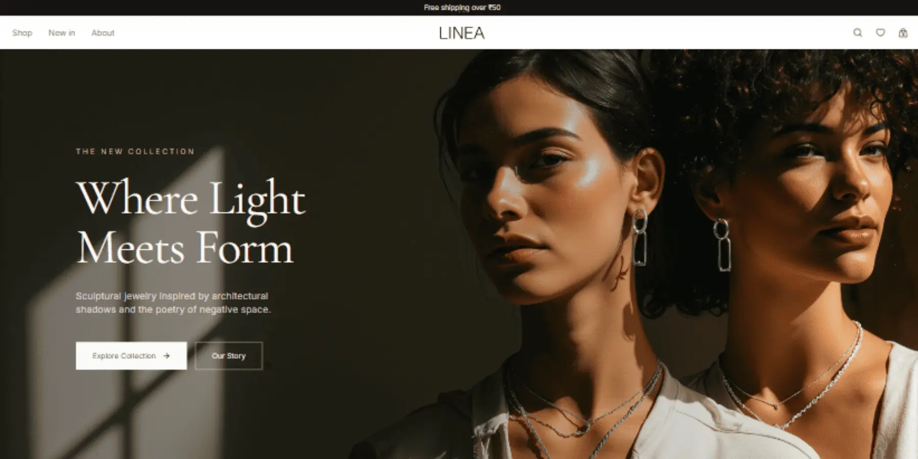 Linea Jewelry storefront concept