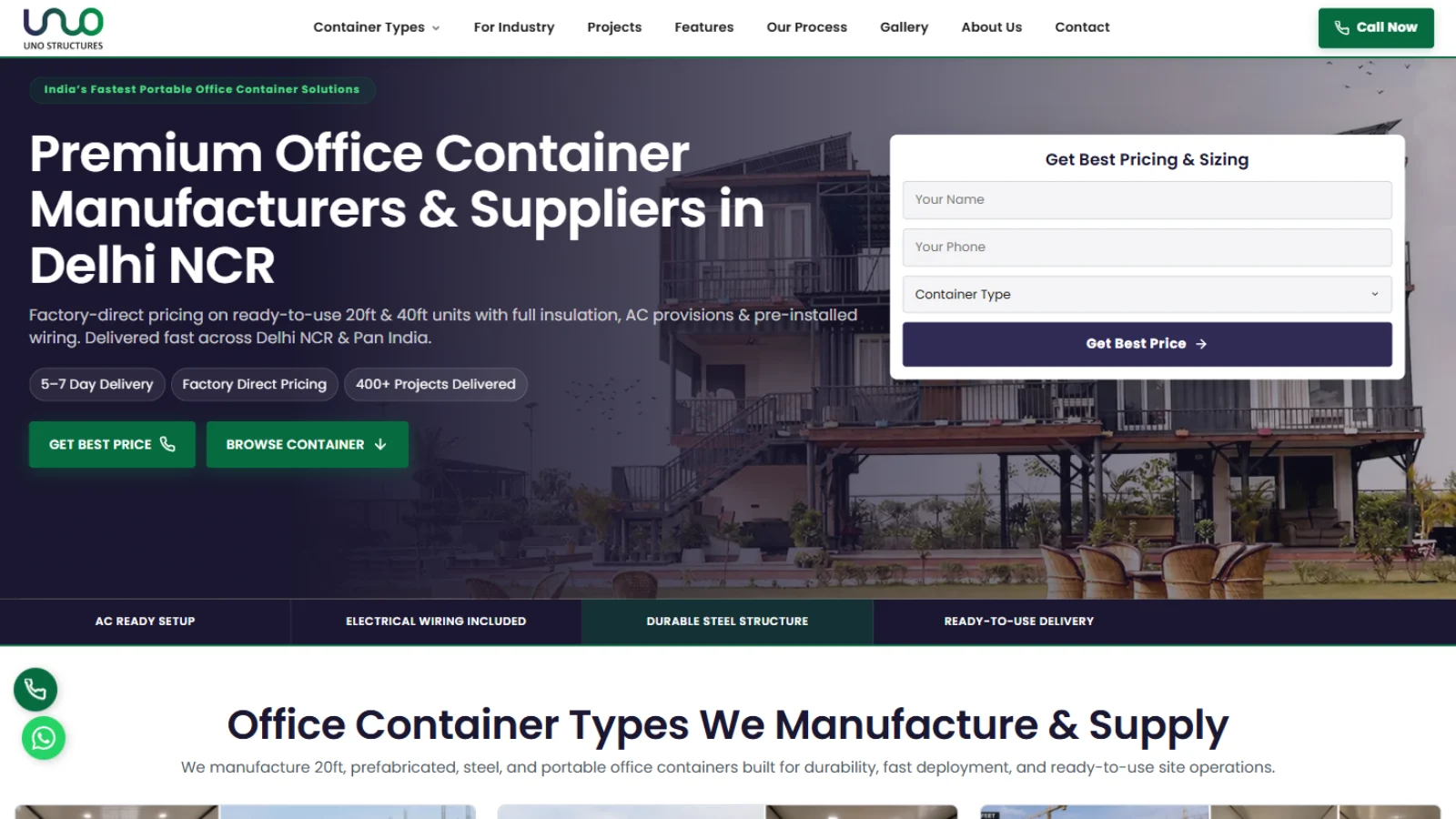Unostructure Google Ads landing page
